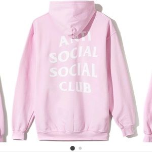 Anti social social club pink zip up hoodie